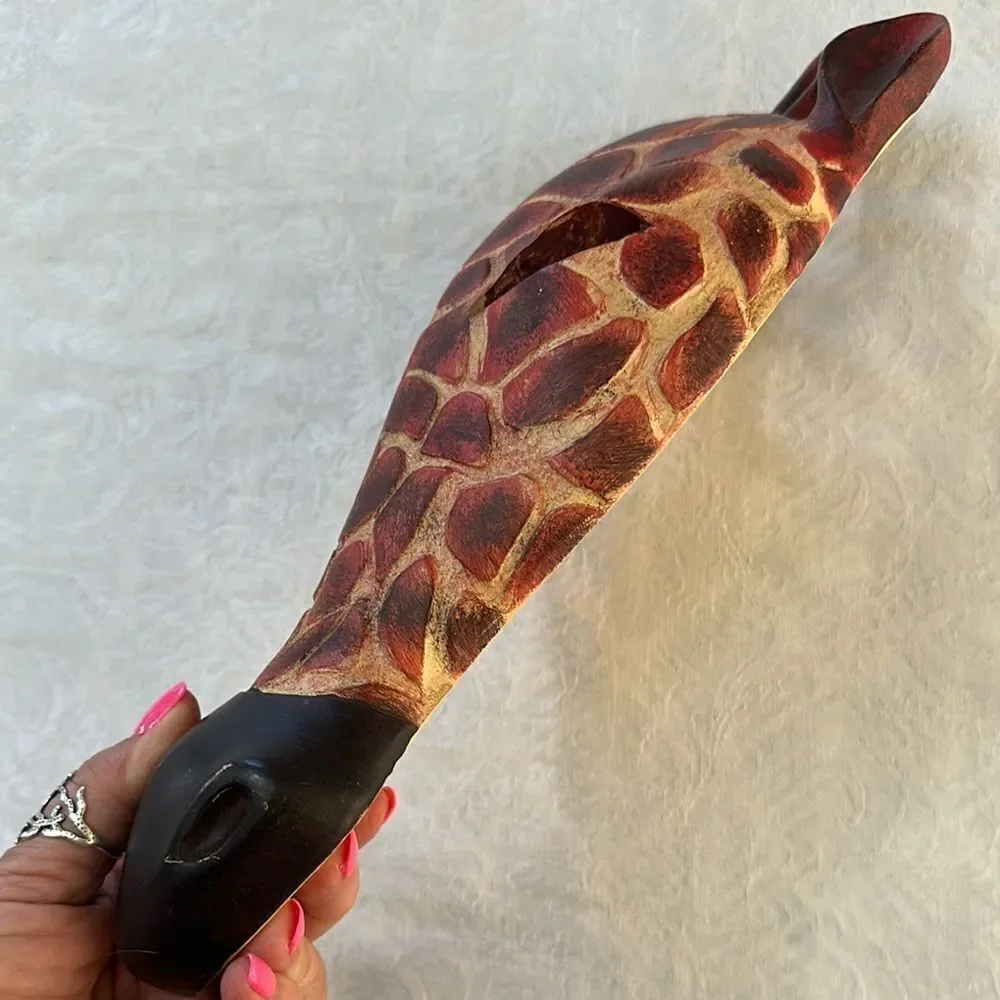 Giraffe Themed Decorative Mask Wall Art Solid Wood